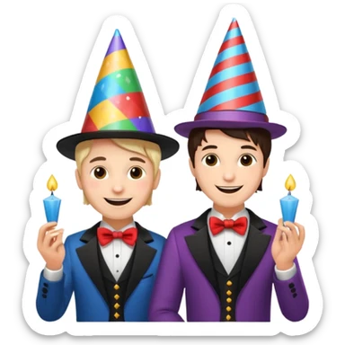 magician couple celebrat boy birthday  sticker