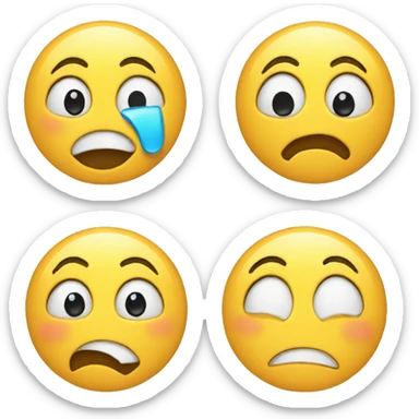left half laughing crying emoji right half surprised emoji sticker