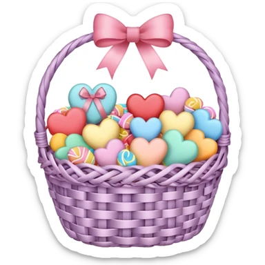 Pastel-colored Valentine’s Day basket sticker