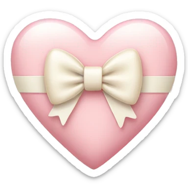 light pink heart with cream bow sticker