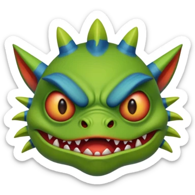 angry Warcraft murloc emoji, frowning, sharp teeth sticker