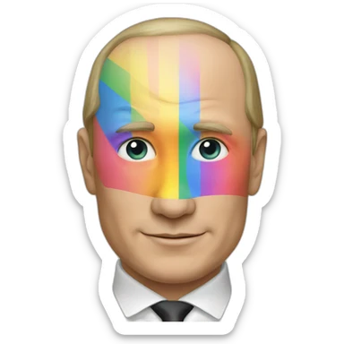 putin with rainbow flag sticker