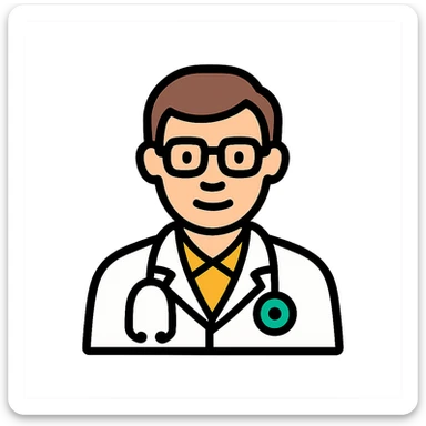 doctor icon with stethoscope and medical coat, clean and modern style sticker