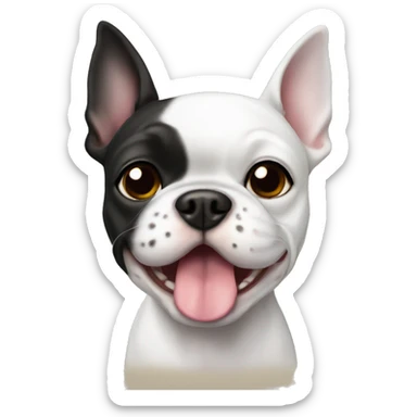 White boston terrier white sticker