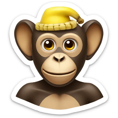 Monkey with banana hat sticker