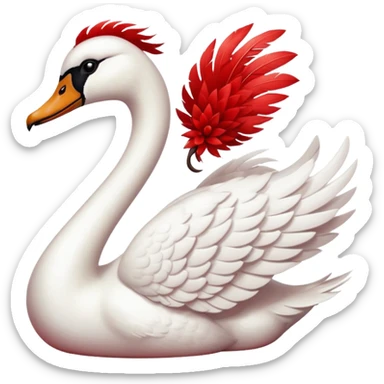 Swan in cherry red  sticker
