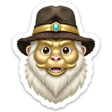 a yeti with a pimp hat and fur coat and gold teeth sticker