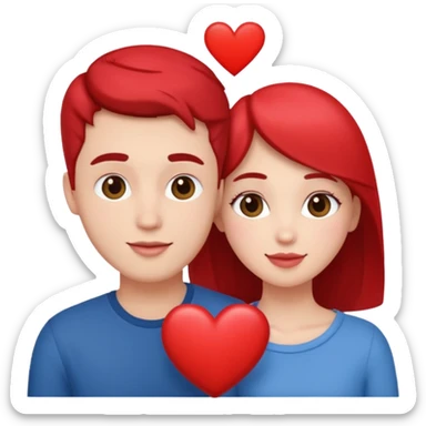 An in love couple with a heart above them, enjoy style sticker