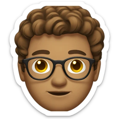 designer with laptop, round glasses, brown hair and a side parting sticker