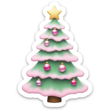 Christmas tree with pastel pink ornaments  sticker