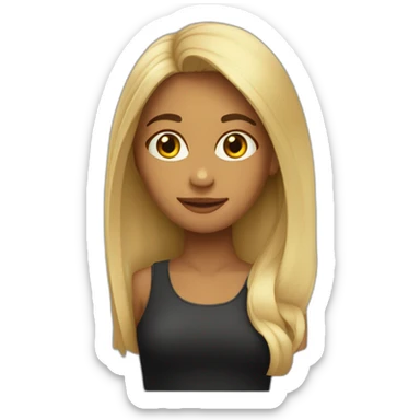 Mujer joven con pelo largo oscuro liso sticker