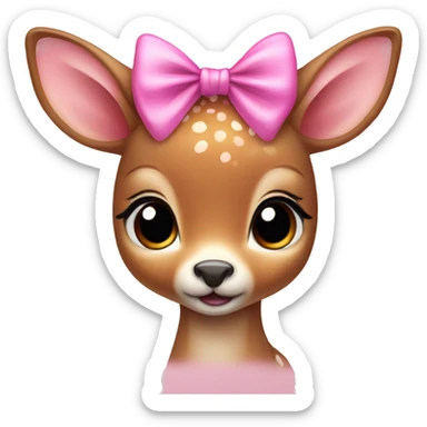 baby deer with fairy wings and a pink bow around its neck  sticker