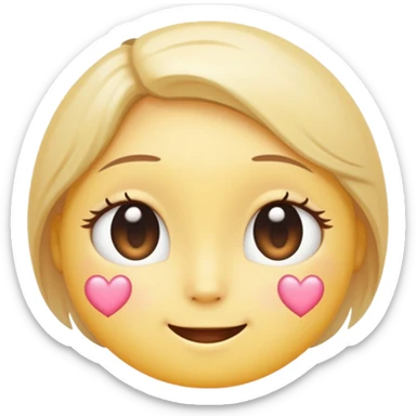 “Pastel round emoji with shy sparkling eyes, gentle blush, trembling smile, hidden heart, soft glow—expressing quiet love, vulnerability, and tender emotions sticker