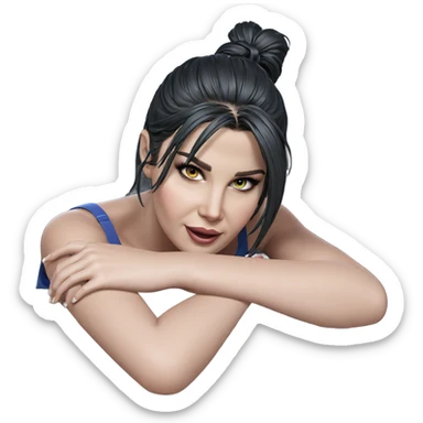 girl with car on ground sticker