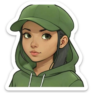 Brunette girl wearing grey hoodie sticker