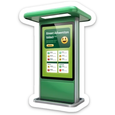 Digital Kiosk + green interface + public info, Street Advertisements. sticker