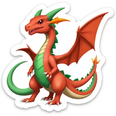 Grovyle-Charizard-Flygon-Fakémon-hybrid-creature (full body)  sticker