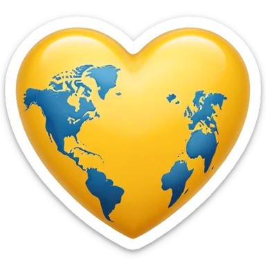 yellow heart with a map sticker