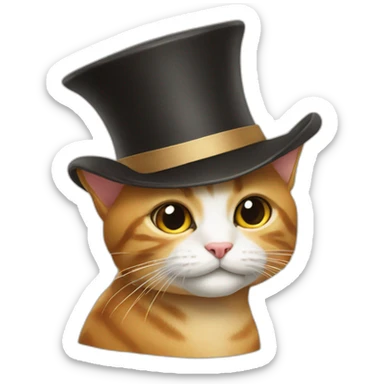 the cat shows a hat sticker