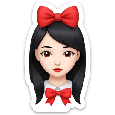 Girl with straight hair and a bow on top of her hair sticker