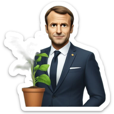 Emanuel Macron qui embrasse une plante sticker