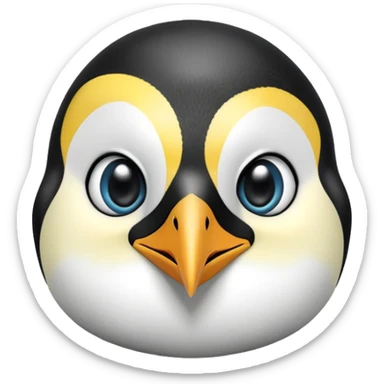 cinematic-adult-emperor-penguin-portrait-emoji,-head-tilted-playfully-and-inquisitively,-with-glossy,-pristine-plumage-accented-by-a-bright-beak-and-round,-sparkling-eyes-filled-with-curiosity,-simplified-yet-irresistibly-adorable-features,  sticker