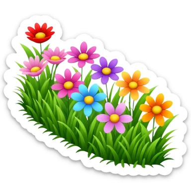 a row of flowers and grass extended far sticker