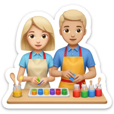 Boy and girl making kit sticker