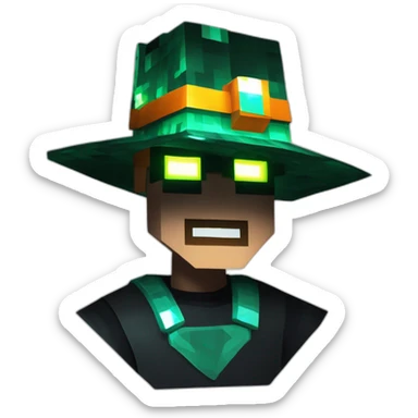 Pixel Minecraft Fedora Halloween Head Mask Diamond Obsidian Emerald Flame Shiny Glow Reward Legendary Unique Epic Mystery sticker