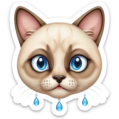 Crying Siamese with big teardrops on the face sticker