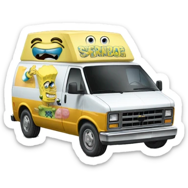 Premium SpongeBob 1985 Chevy Astro delivery van  sticker