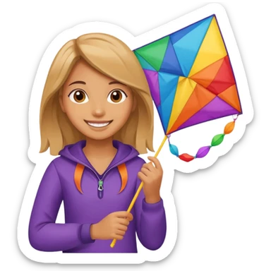 girl with kite,Kite Flyers, big kite. sticker