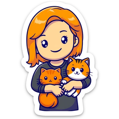 blonde girl with orange cat sticker