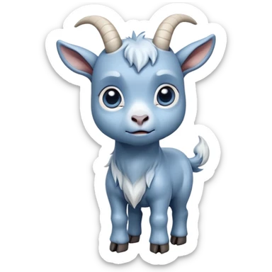 Sad-crying-cute-small-full body-blue goat-looking up sticker