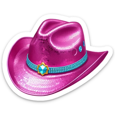 Pink disco cowboy hat sticker