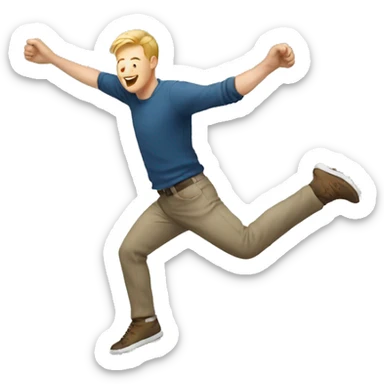 a white man jumping celebrating sticker