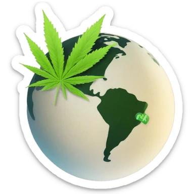 420 on planet earth hemp leaves on the globe  sticker