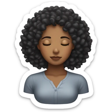 Black curly head girl sleeping sticker