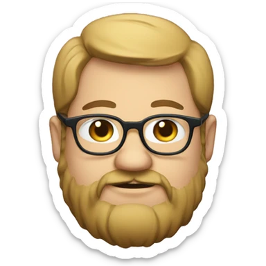 a fat nerd with glasses and a beard, sticker