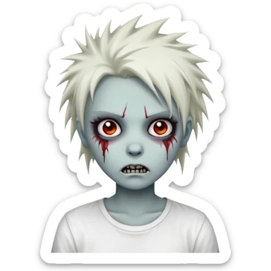 zombie girl with spiky emo hair and white shirt emoji sticker