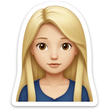a girl with blonde long silky hair.  sticker