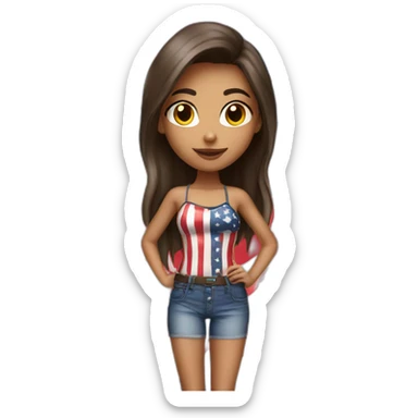 Sexy girl wearing only American flag sticker