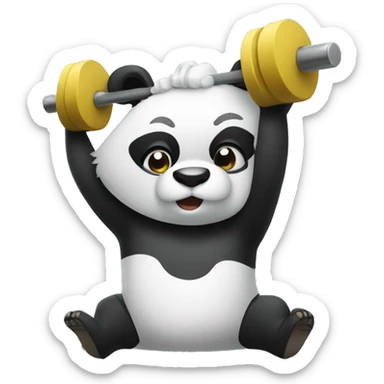 Panda lifting weights sticker