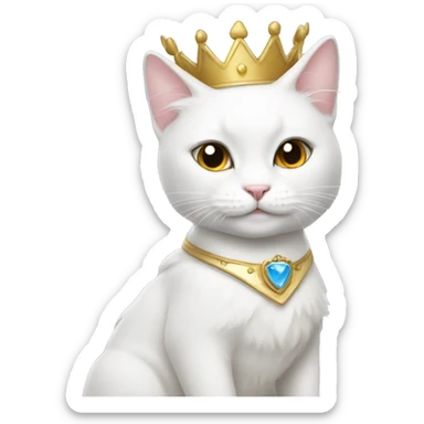 White cat wearing a princess costume  sticker