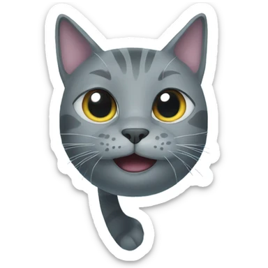 grey cat swimming underwater  sticker
