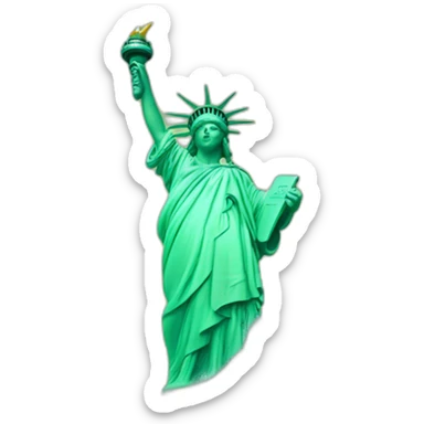 statue of liberty with legs surfering on a big wave sticker