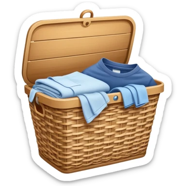 laundry basket with clean clothes sticker