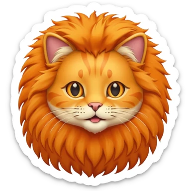 playful cat with a lion's mane emoji sticker