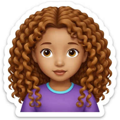 5 year old blasian girl with long brown curly hair sticker