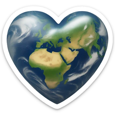 Earth but in the shape of a heart  sticker